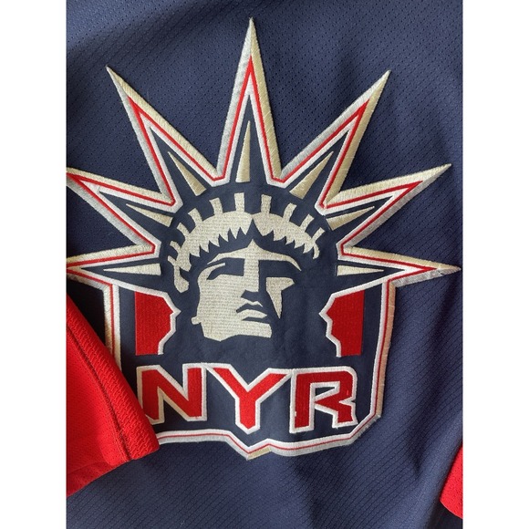 Vintage 90s CCM NHL New York Rangers Navy Blue Lady Liberty Jersey Mens XL - Picture 3 of 9